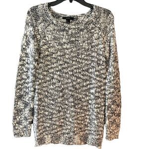 Forever 21 Sz S Black White Chunky Knit Slouchy Relaxed Fit Sweater